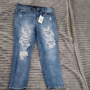 Judy Blue Light Blue Distressed Boyfriend Jeans